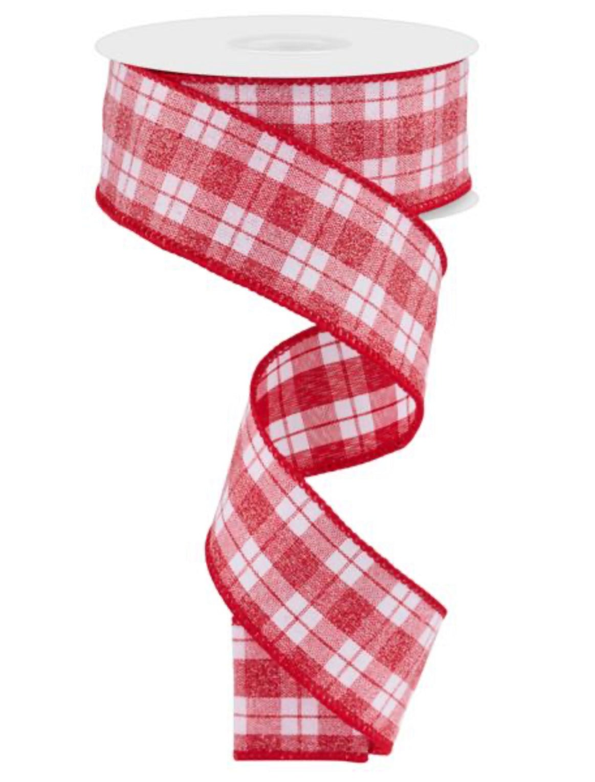 Gingham Checkered Red And White Bow Made Of Ribbon Stock Photo
