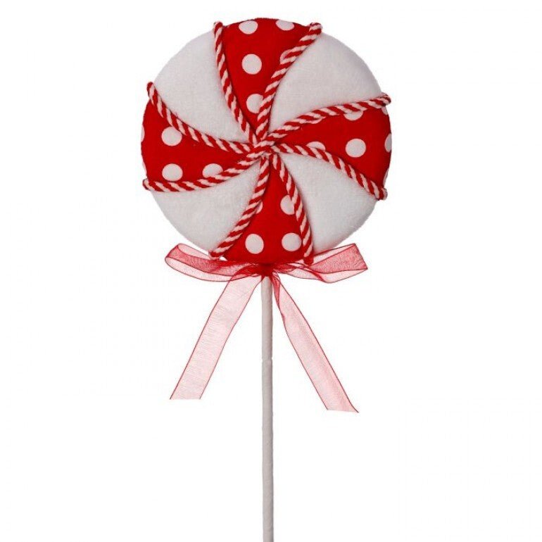 Red and white Faux lollipop with polka dots - Greenery MarketOrnamentsMTX70811