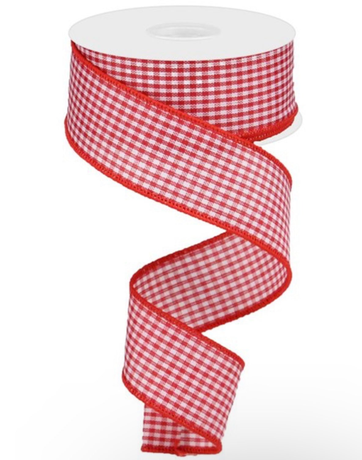 Red And white mini gingham check wired ribbon, 1.5” - Greenery Marketwired ribbonRGA1094F3