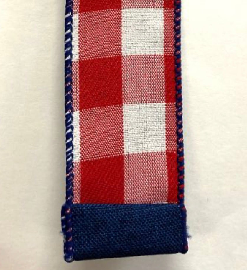 Red And white plaid double sided wired ribbon, 1.5” - Greenery Market41146-09-74