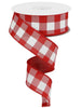 Red and white plaid wired ribbon, 1.5" - Greenery MarketRGA105824