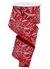 red and white poinsettia wired ribbon - 2.5” - Greenery MarketWired ribbonRGE151624