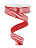 Red and white striped skinny wired ribbon, 7/8" - Greenery MarketWired ribbonRG778024