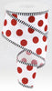 Red and white velvet dots and stripe 2.5” wired ribbon - Greenery Market Wired ribbon
