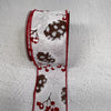 Red berries and snow pinecone wired ribbon 2.5” - Greenery MarketRibbons & Trim179622