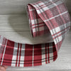 Red, Black and white grand plaid 4” wired ribbon with iced glitter - Greenery Market Wired ribbon