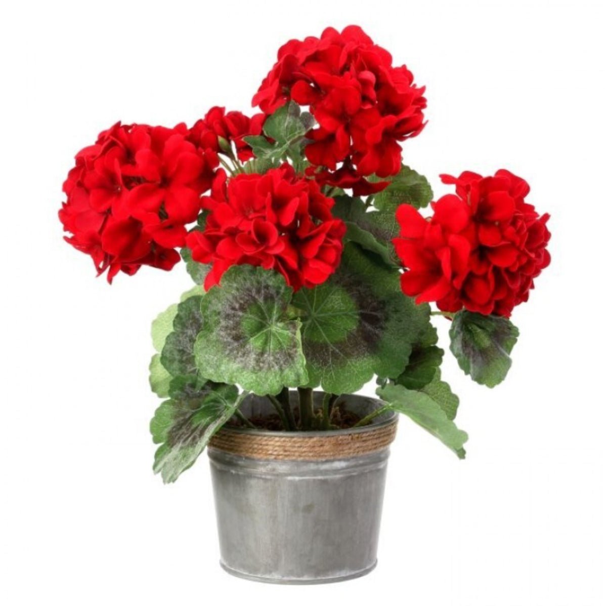 Red Geranium, Artificial geraniums In metal pot - Greenery Marketartificial flowersMTF20943
