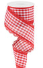 Red gingham wired ribbon with scalloped lace edge 2.5” - Greenery Market Wired ribbon