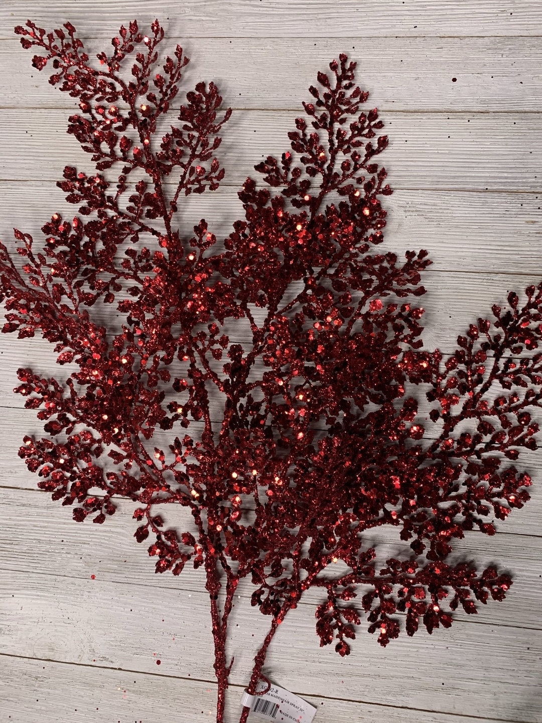 Red glittered maidenhair spray - Greenery MarketChristmasXG792-R