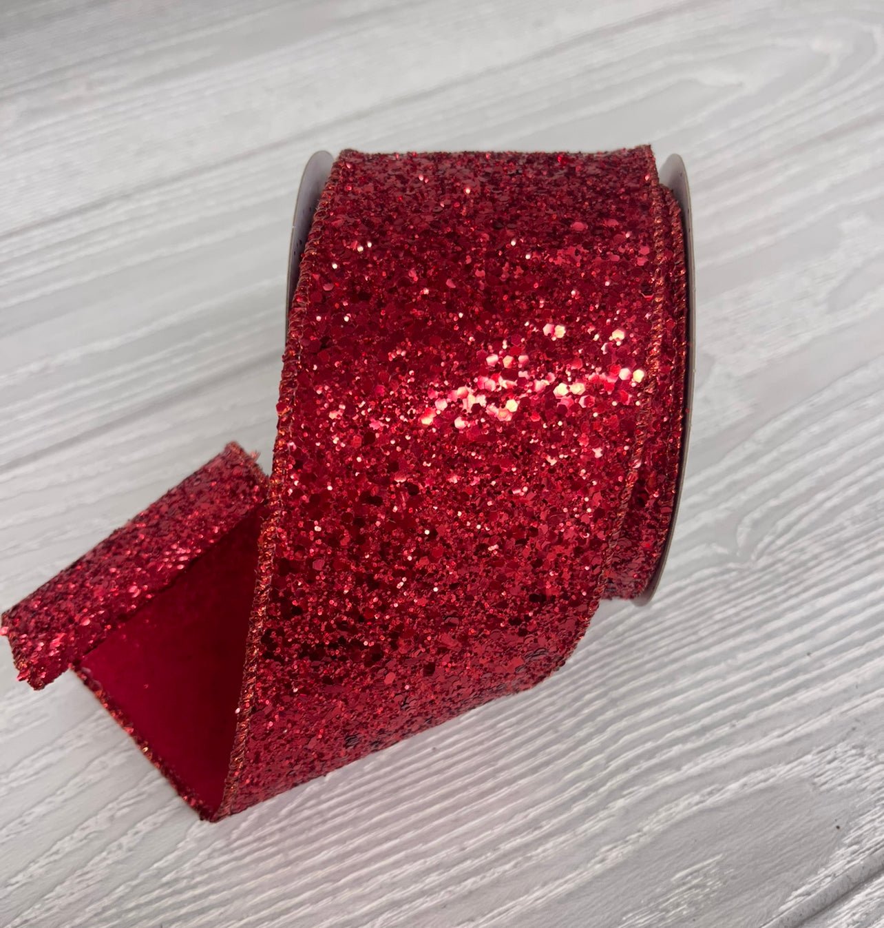Red glittered wired ribbon 2.5” - Greenery MarketRibbons & Trim180227