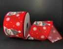 Red, gray, and white snowman ribbon, winter ribbon 2.5” - Greenery MarketWinter and Christmas