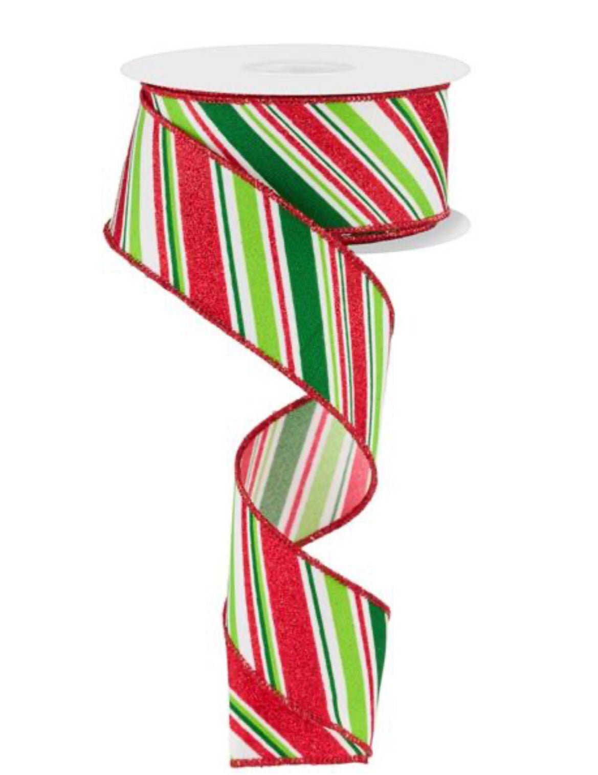 Red, green, and white stripe wired ribbon 1.5” - Greenery MarketWired ribbonRGE1824HF