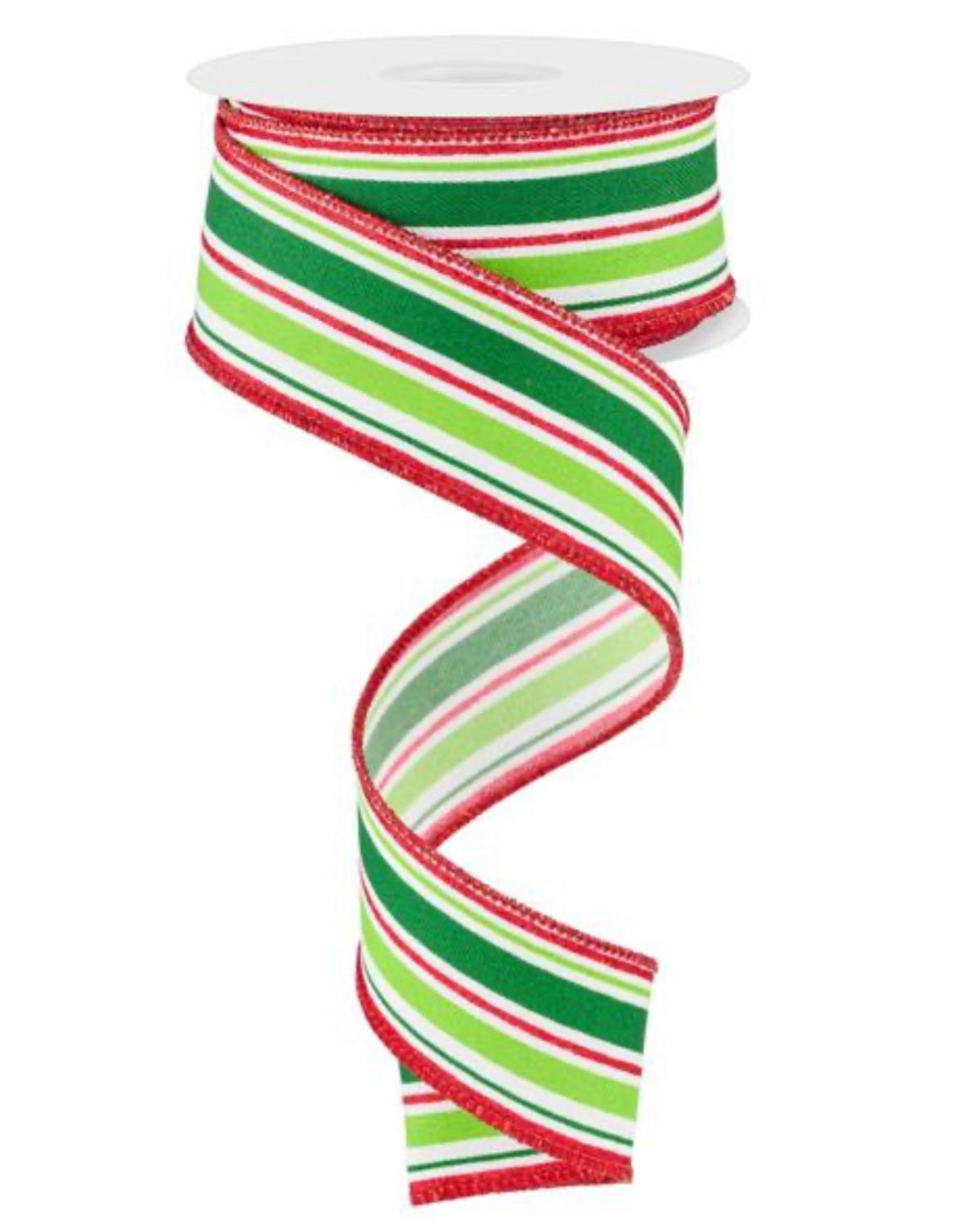 Red, green, and white vertical stripe wired ribbon 1.5” - Greenery MarketWired ribbonRGE1821HF