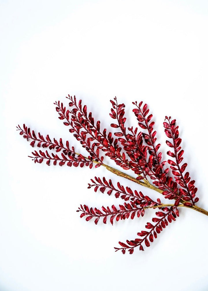 Red metallic mini leaf spray - Greenery MarketChristmasXG846-R