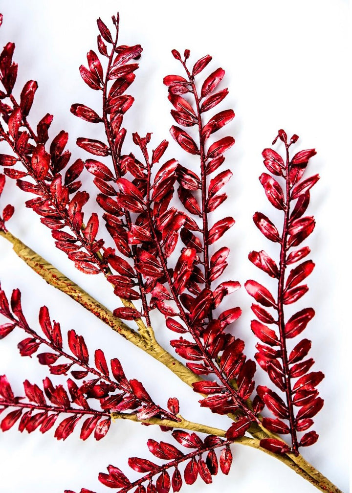 Red metallic mini leaf spray - Greenery MarketChristmasXG846-R