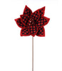 Red plaid quilted poinsettia stem - Greenery Market101471