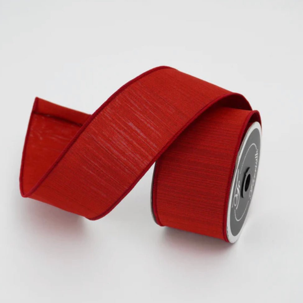Red shabby silk 1” farrisilk wired ribbon - Greenery MarketRibbons & TrimRk114-02