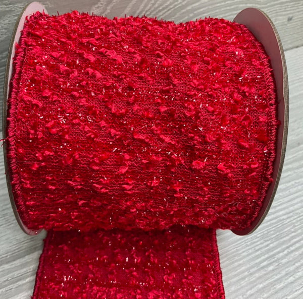 Red glitter mesh wired ribbon 4” - Greenery Market