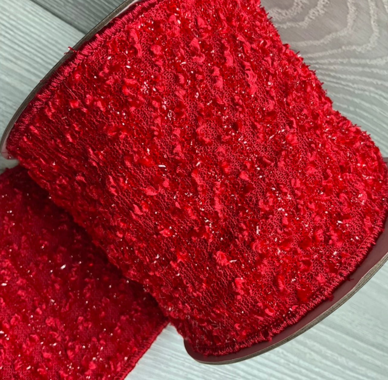 Red glitter mesh wired ribbon 4” - Greenery Market