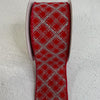 Red velvet and silver diamond plaid wired ribbon 2.5” - Greenery MarketRibbons & Trim177378