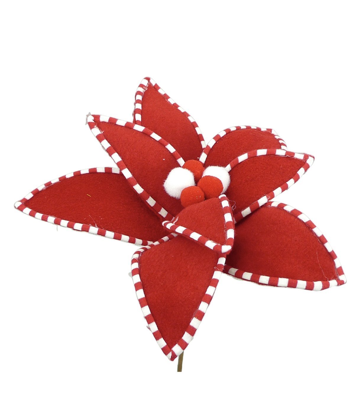Red Velvet edge peppermint poinsettia stem - Greenery MarketWinter and Christmas84744rdwt