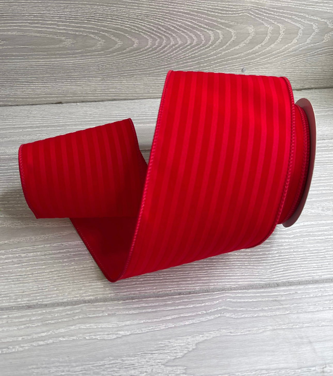 Red Velvet stripe wired ribbon - 4” - Greenery MarketWired ribbonMTX64994 red