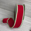Red velvet with green pompom edge wired ribbon, 2.5" - Greenery MarketRibbons & Trim71117-40-13