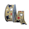 Red white and blue Patriotic Stars burlap 1.5” wired ribbon - Greenery MarketWired ribbon41224-09-35