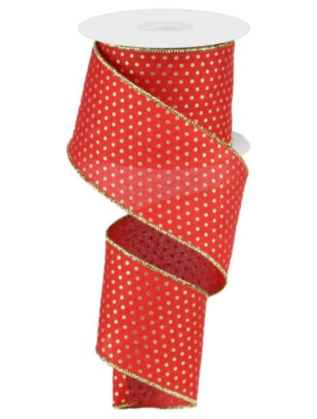 Red with gold Swiss dot wired ribbon - Greenery MarketWired ribbonRG0190824