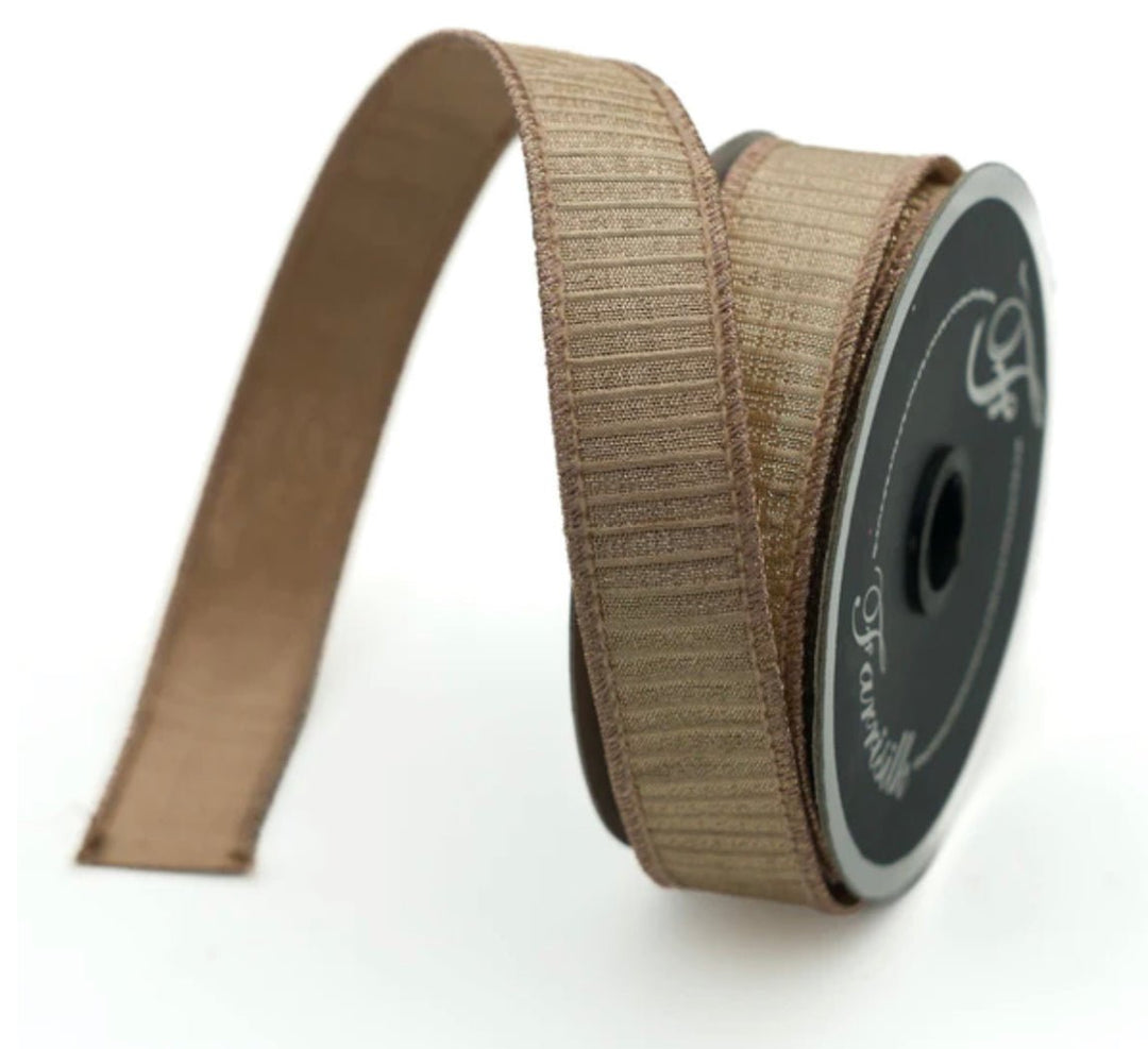 Rose’ gold 1” pleated metallic farrisilk wired ribbon - Greenery MarketRibbons & TrimRK437-60