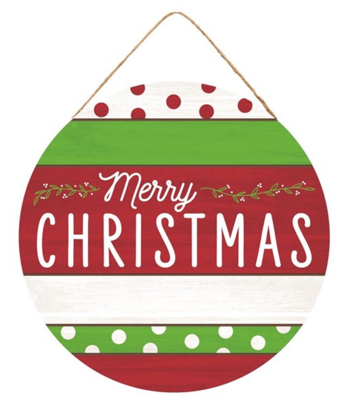 Round Merry Christmas sign - lime green and red - Greenery MarketWinter and ChristmasAP7063