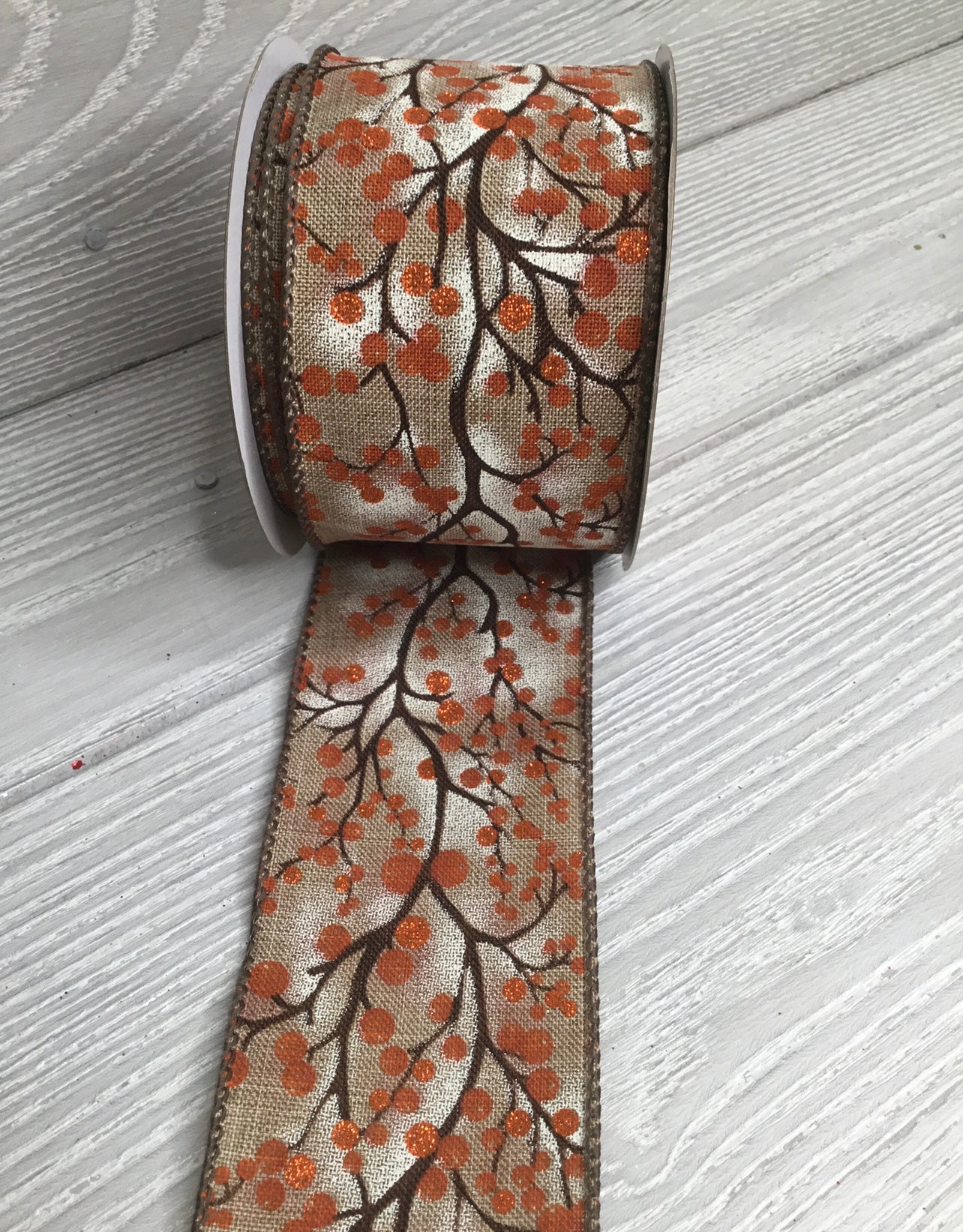 Rust Berry natural wired ribbon 2.5” - Greenery Market