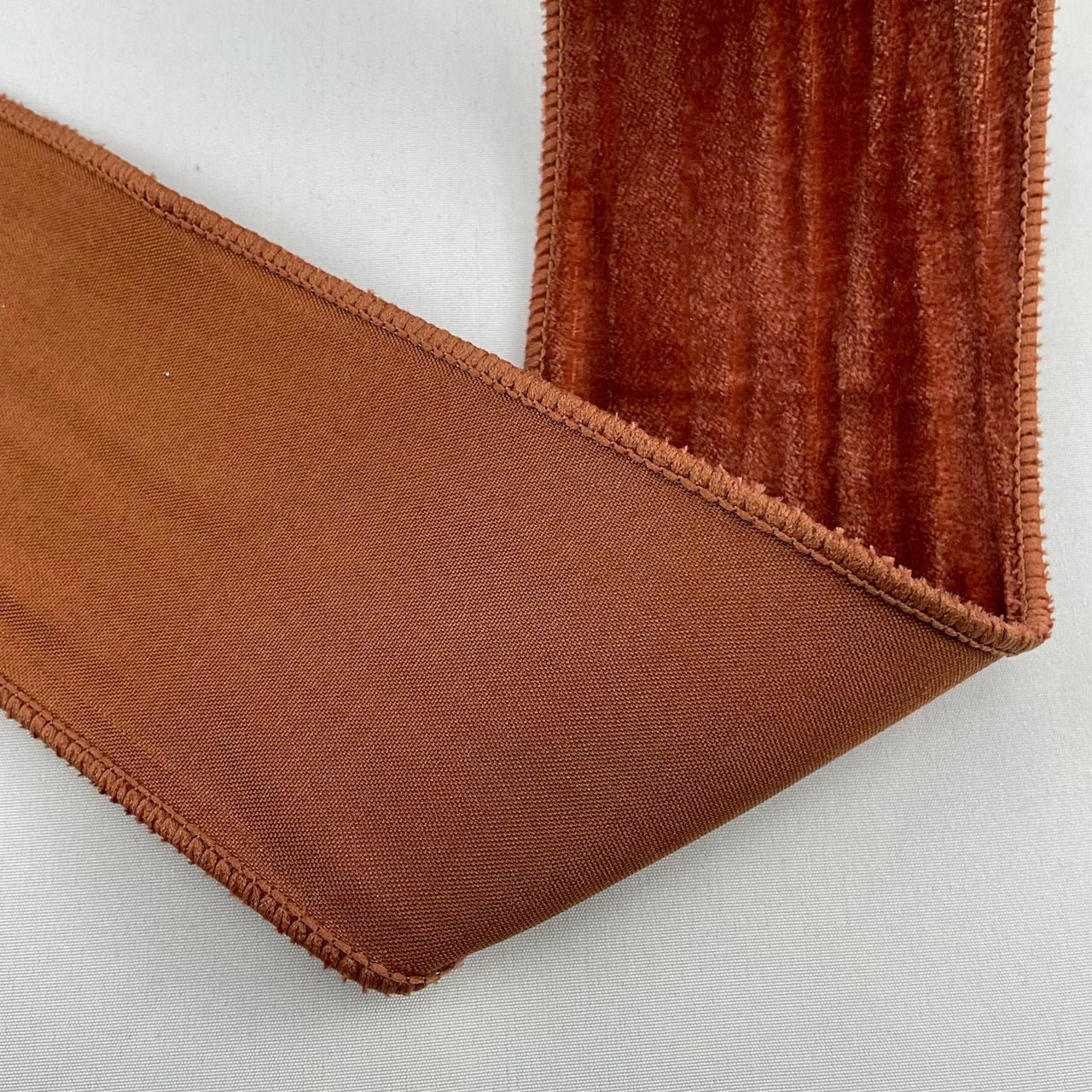 Rusty brown crinkled velvet 2.5” 20 yards - Greenery Market9745278