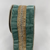 Sage green velvet with trim wired ribbon 4” - Greenery Market9740266