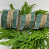 Sage green velvet with trim wired ribbon 4” - Greenery Market9740266