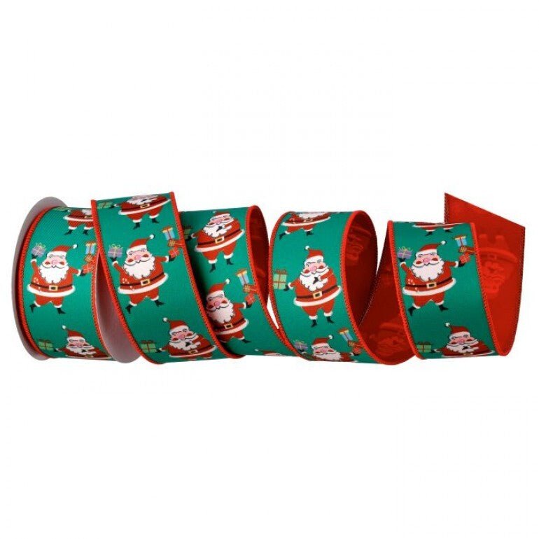 Santa with Gifts 2.5” wired ribbon - Greenery MarketWired ribbonMTC10042