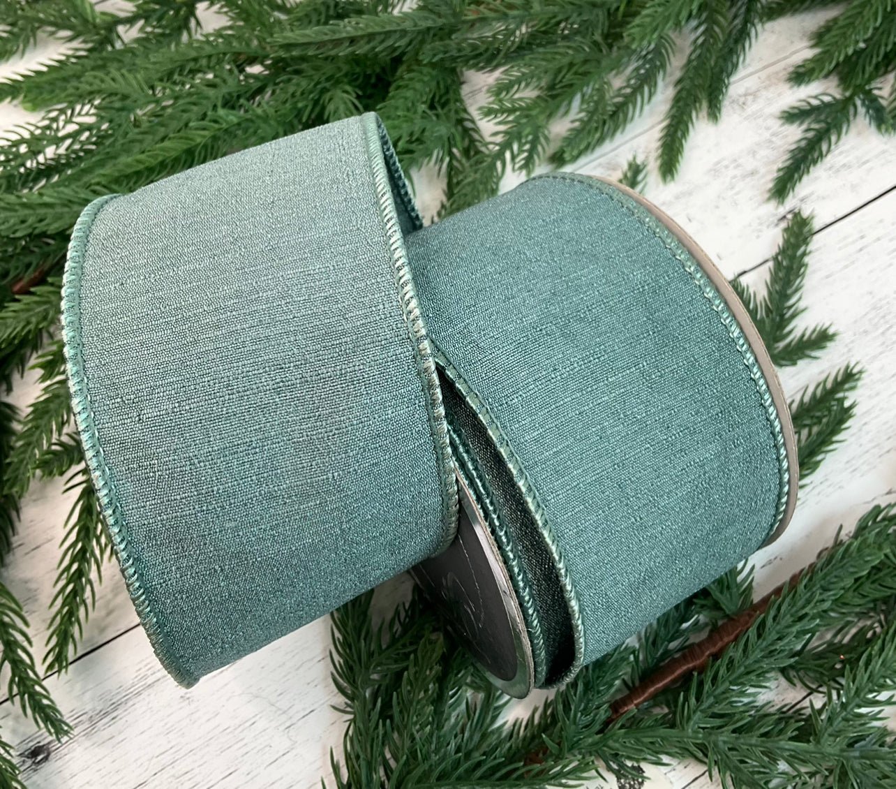 Emerald green plush velvet luster .75” farrisilk wired ribbon