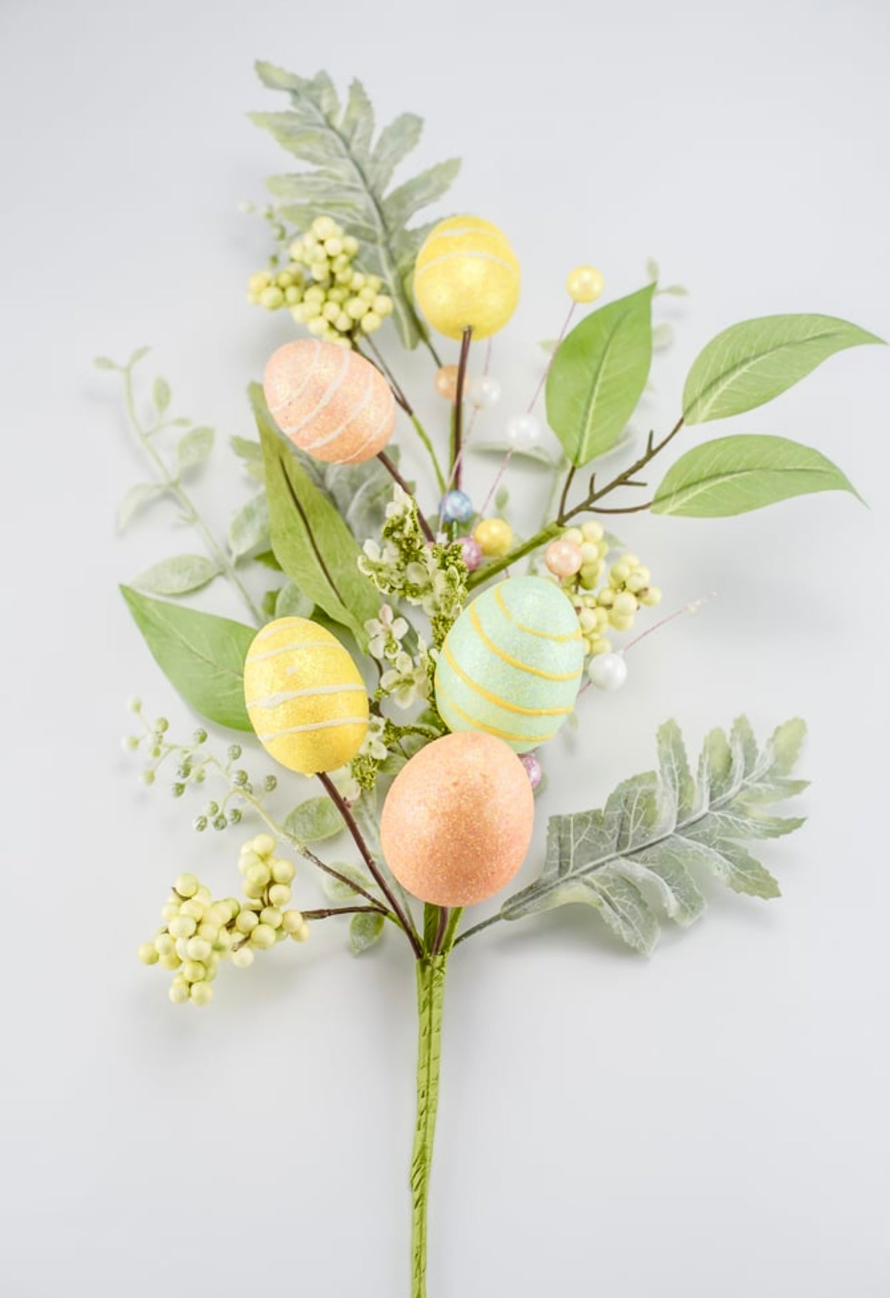 Shimmering yellow and coral egg and floral spray - Greenery MarketPicks83374
