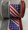 Silver and stars Patriotic bow bundle x 3 ribbons - Greenery MarketWired ribbon
