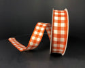 Skinny rust and cream plaid wired ribbon 7/8” - Greenery MarketWired ribbon5700605-31