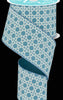 Smoke blue basket print wired ribbon, 2.5" - Greenery MarketWired ribbonRge13909C