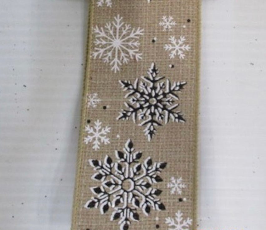 Snowflake black and white wired ribbon 2.5” - Greenery MarketRibbons & Trim179297