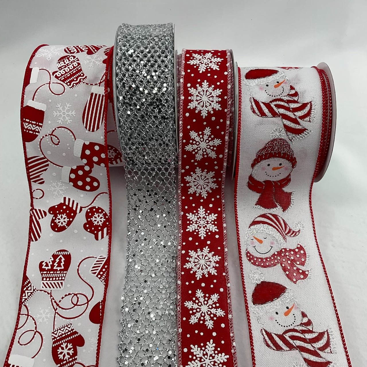 Snowman bow bundle x 4 ribbons - Greenery MarketRibbons & TrimSilverredx4