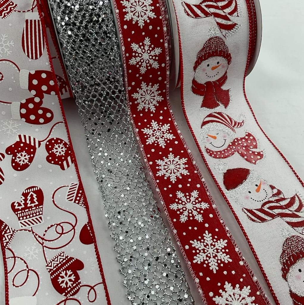 Snowman bow bundle x 4 ribbons - Greenery MarketRibbons & TrimSilverredx4