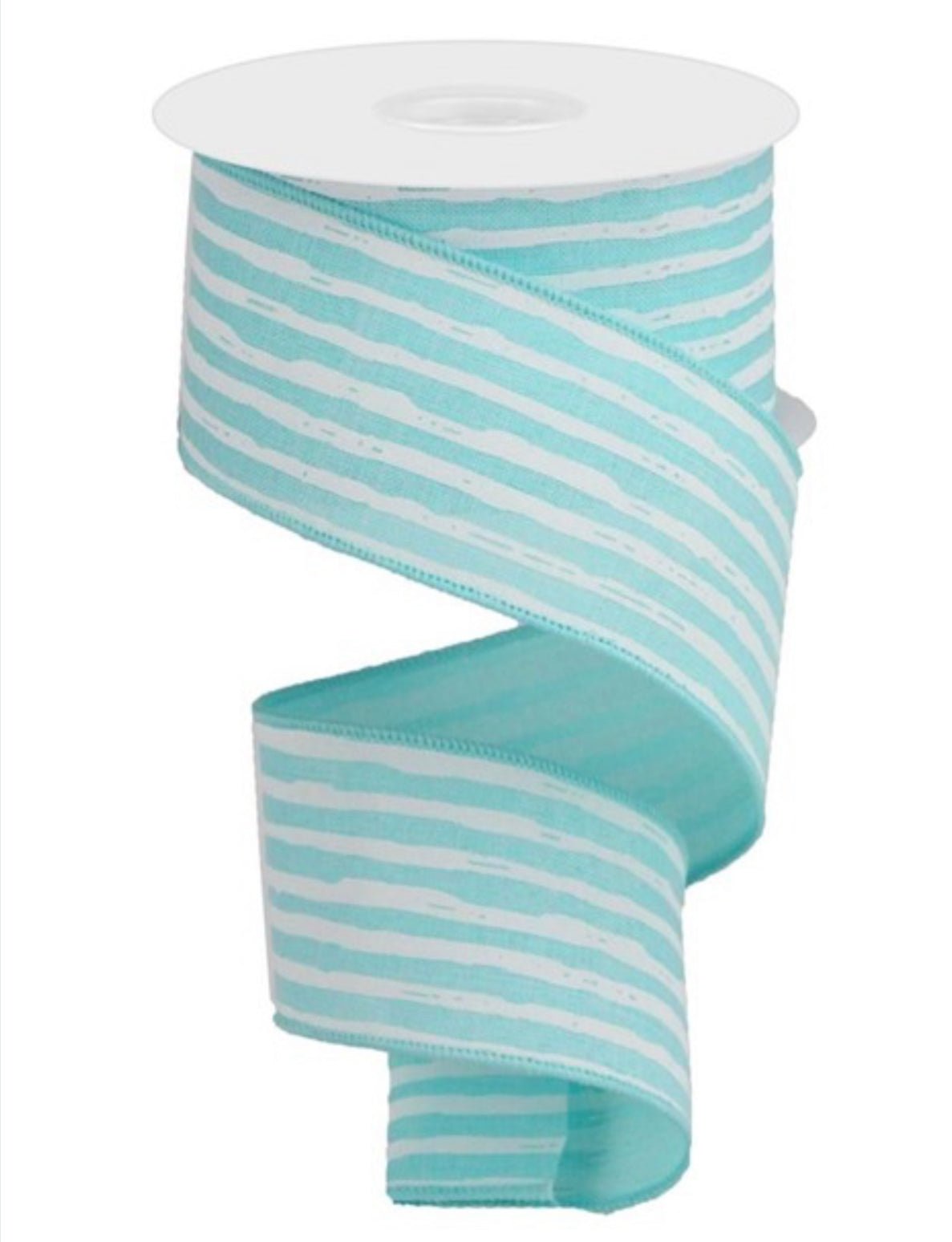 Soft blue and white irregular stripes wired ribbon 2.5” - Greenery MarketWired ribbonRGA1382JC