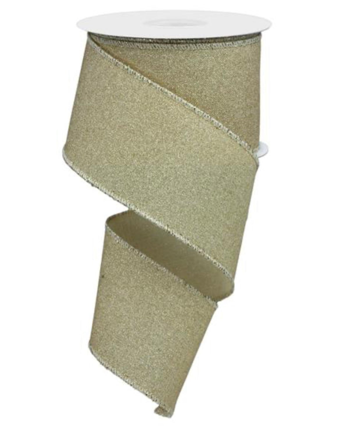 Rgc Ribbon Soft gold glitter wired ribbon, 2.5