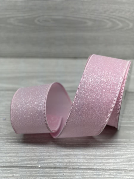 Wired Ribbon - 2.5 inch White Satin Ribbon with Pink Glitter Splash - –  Perpetual Ribbons