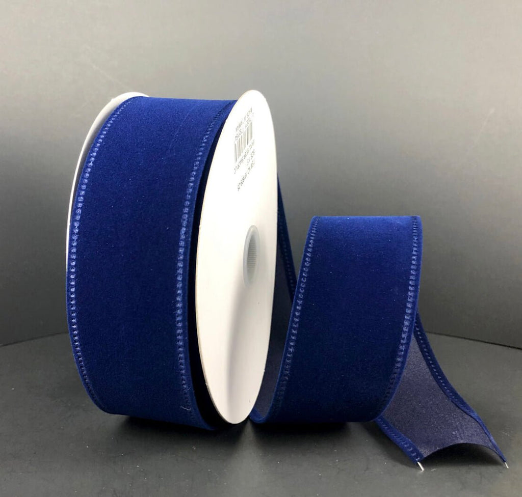 Solid blue velvet ribbon, 1.5