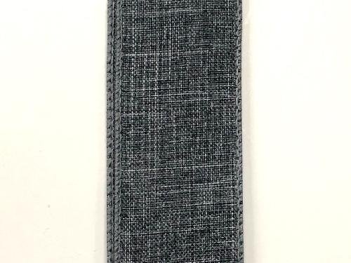Solid gray linen wired ribbon , 1.5