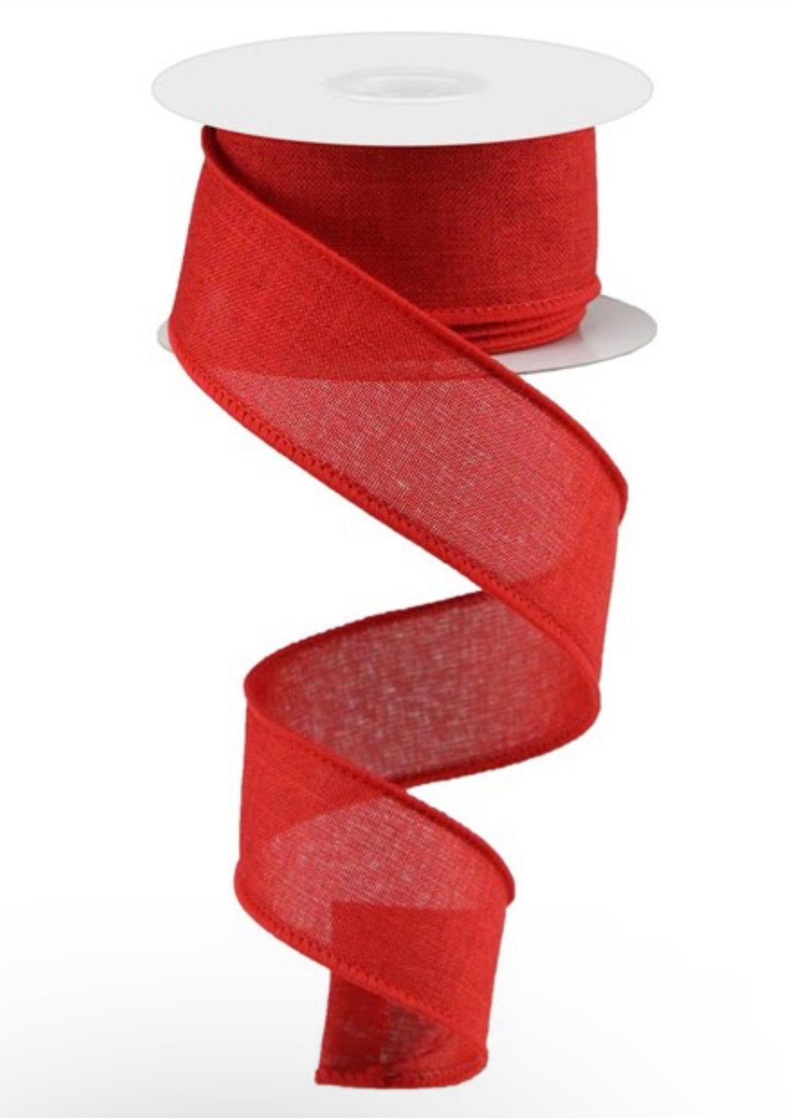 Solid Red linen wired ribbon 1.5” - Greenery Market